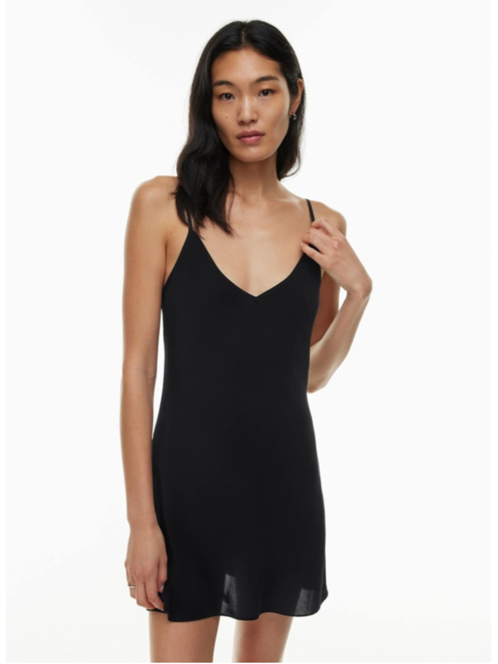 Aritzia Wilfred Free Dress Women Size XS Black Secret Mini Slip Sleeveless Vneck